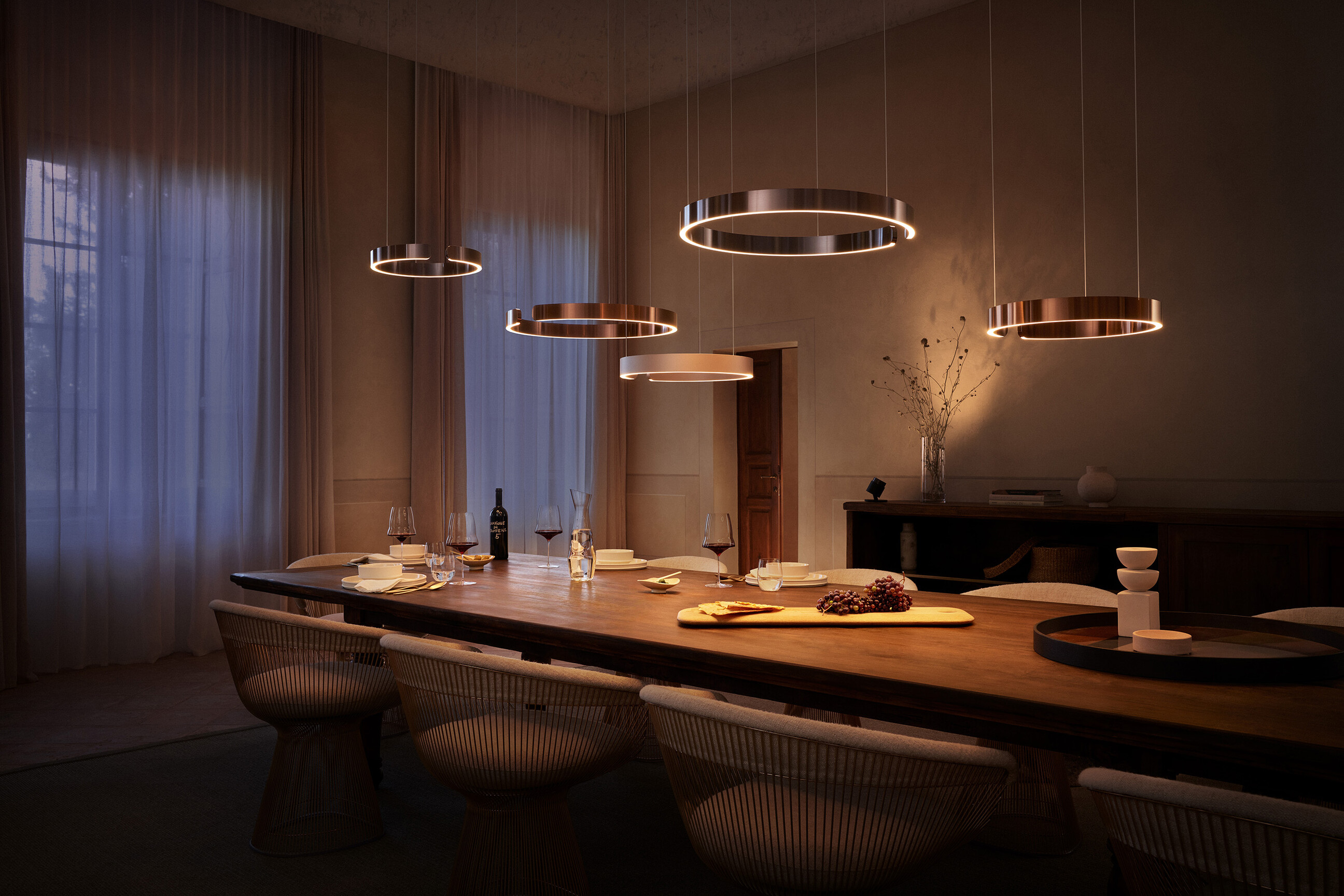 Occhio mito sospeso Designleuchten über Esstisch