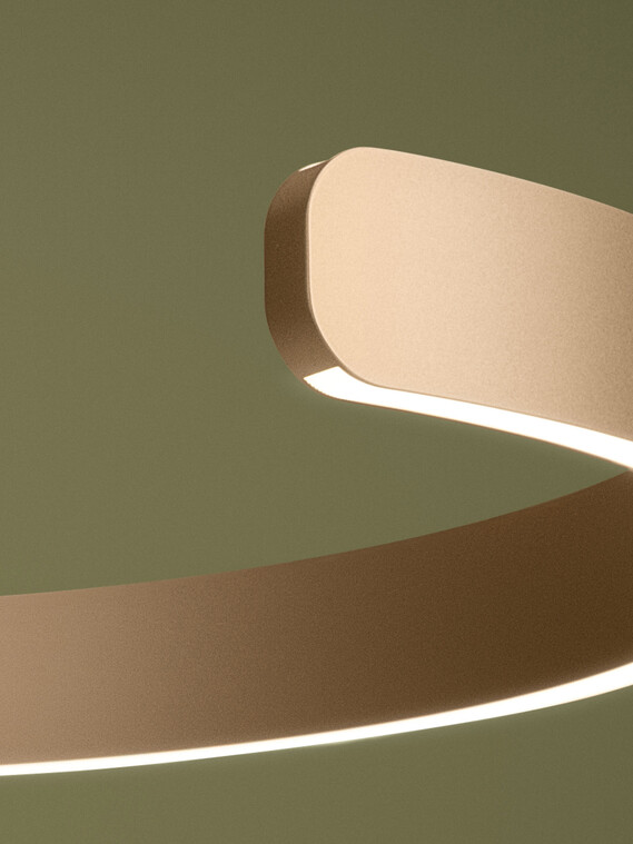 Occhio Mito sospeso pendant luminaire on green backround close up