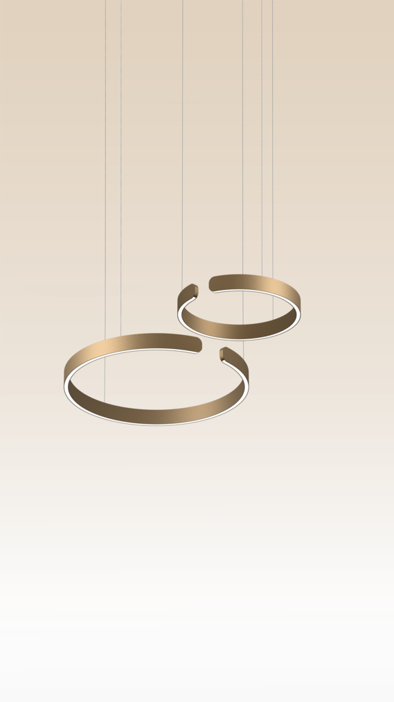 Occhio Mito sospeso pendant luminaire on beige backround